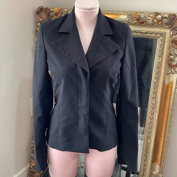 Y2K Vintage Classic Fit Blazer Jacket Notched Collar Long Sleeve Size S Black - Picture 1 of 3